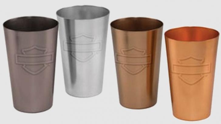 Harley Davidson aluminium bierglazen set van 4